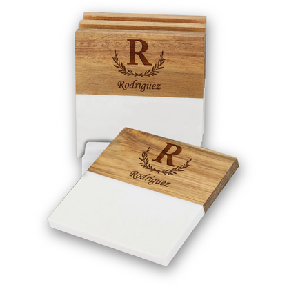 Marble & Wood Coaster Set